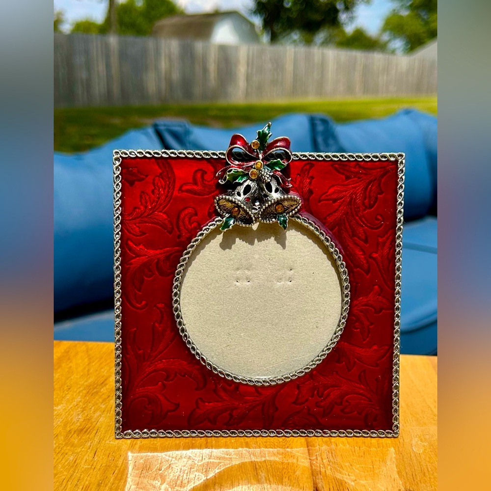 Sunflower Designs Holly Bells Christmas Picture Frame 3”x3”